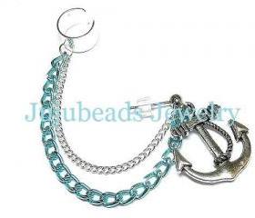 Baby Blue Anchor Chain Ear Cuff Earring