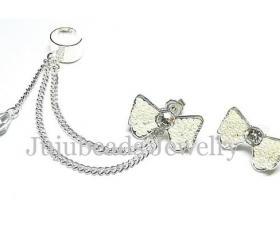 White Bow Swarovski Ear Cuff